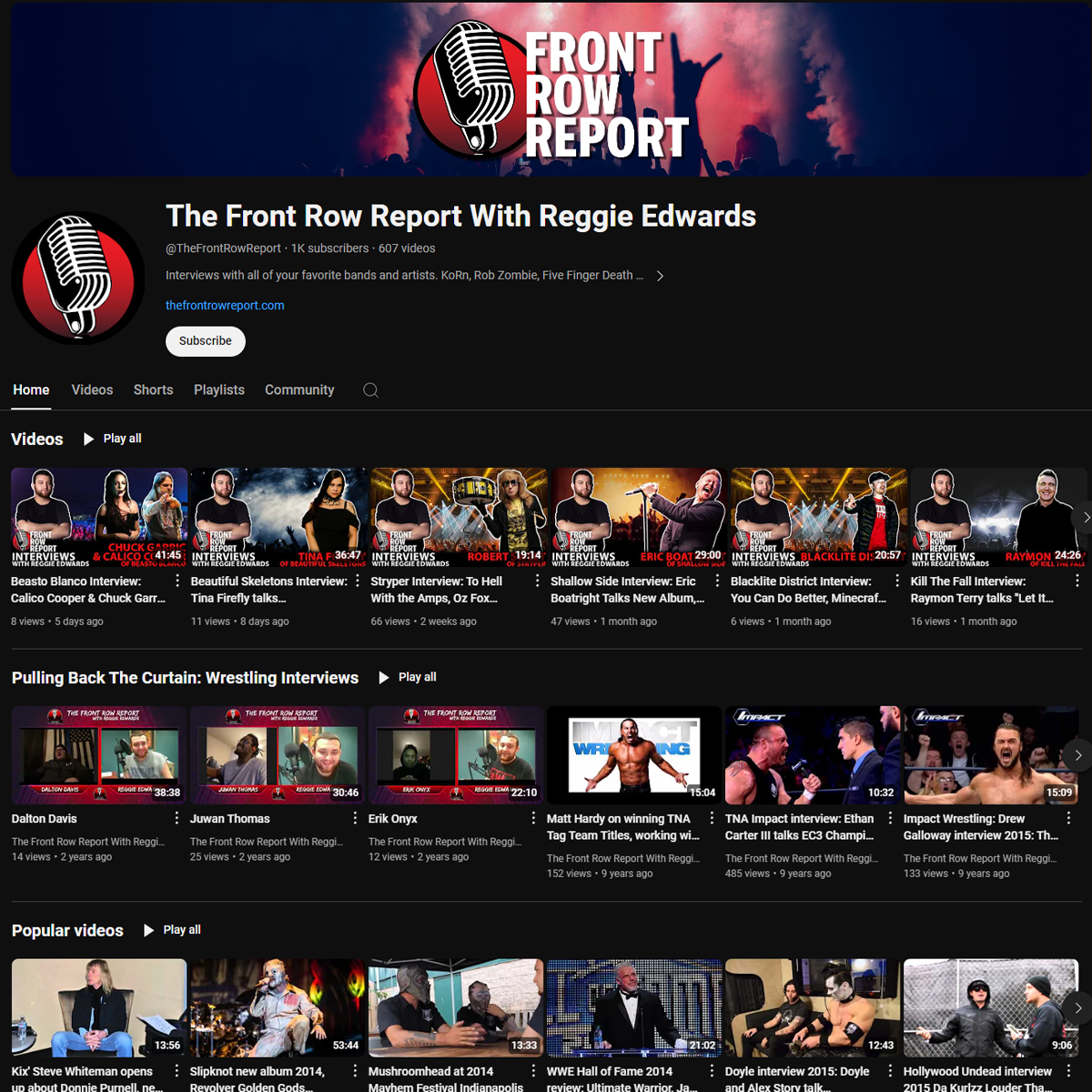Front Row Report Youtube Channel